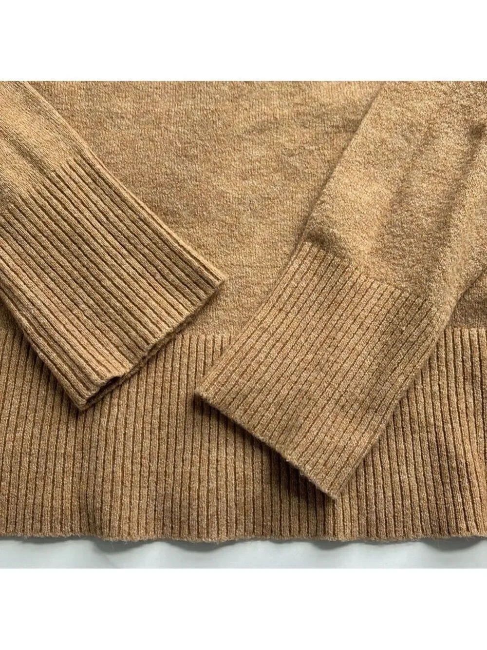 J. Crew Camel Tan Wool Blend Turtle Neck Soft Cropped Sweater Size XXS Oversized